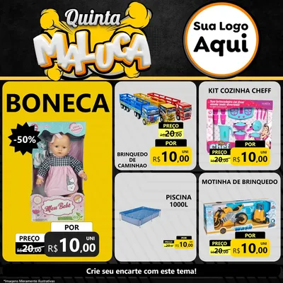 Modelo de Rede Social para Feed Facebook com o tema Quinta Maluca para Brinquedos