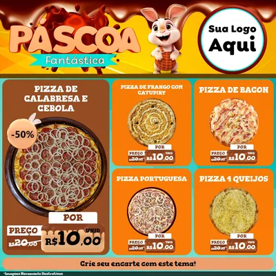 Modelo de Rede Social para Feed Facebook com o tema Páscoa Fantástica para Pizzaria