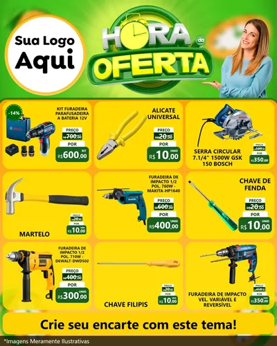 Modelo de Rede Social para Feed Instagram com o tema Hora da Oferta para Maquinas e Ferramentas