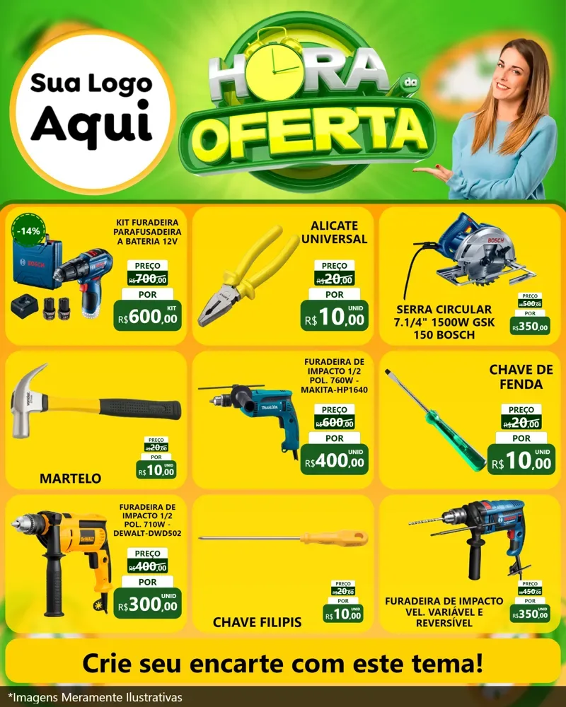 Modelo de Rede Social para Feed Instagram com o tema Hora da Oferta para Maquinas e Ferramentas