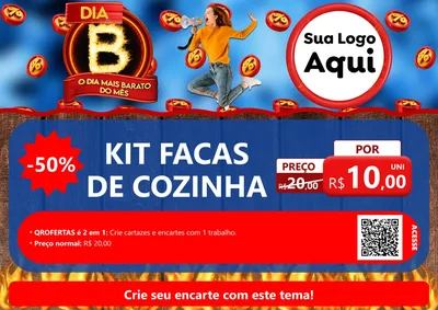 Modelo de Cartaz para Cartaz A4 Horizontal com o tema Dia B - O Dia Mais Barato Do Mês para Utilidades Domésticas