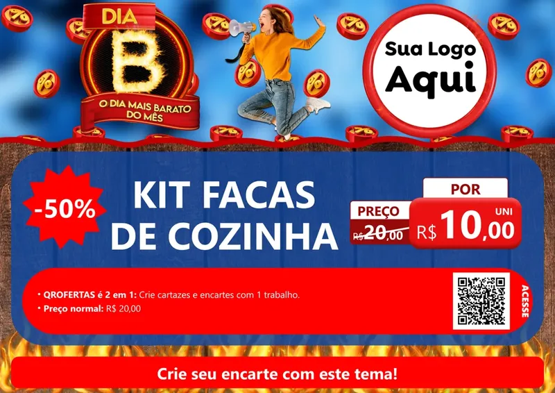 Modelo de Cartaz para Cartaz A4 Horizontal com o tema Dia B - O Dia Mais Barato Do Mês para Utilidades Domésticas