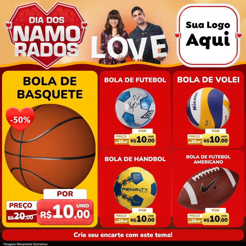Modelo de Rede Social para Feed Facebook com o tema Dia dos Namorados para Artigos Esportivos