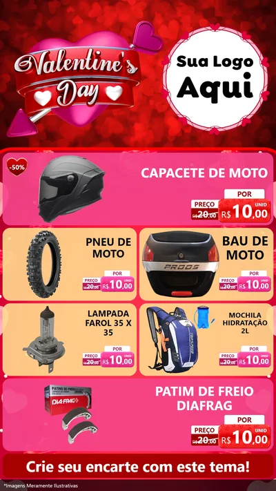 Modelo de TV para TV Vertical com o tema Valentine's Day para Moto peças