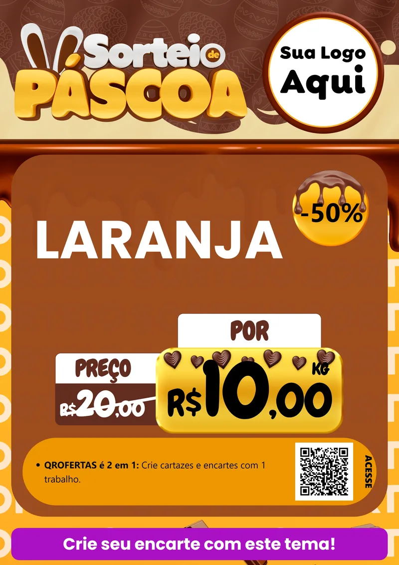 Modelo de Cartaz para Cartaz A4 Vertical com o tema Sorteio de Páscoa para Hortifrúti