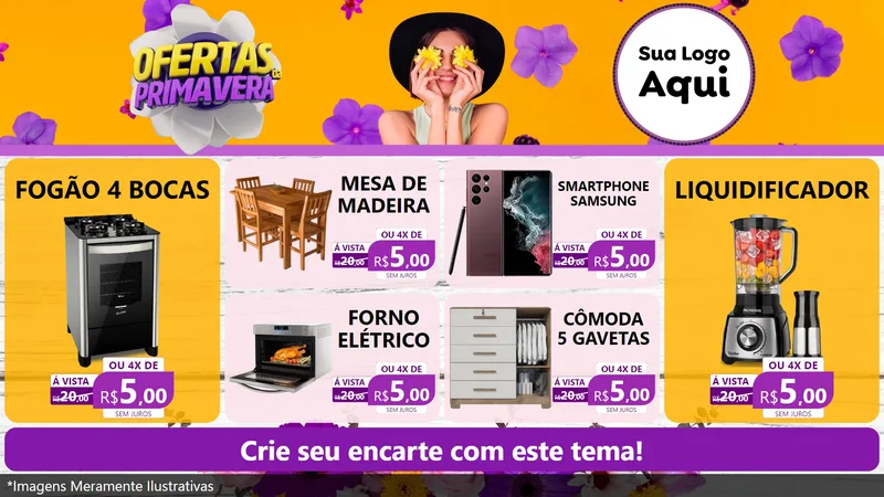 Modelo de TV para TV Horizontal com o tema Ofertas Da Primavera para Móveis e Eletro