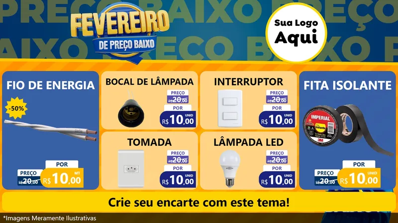 Modelo de TV para TV Horizontal com o tema Fevereiro de Preço Baixo para Materiais Elétricos