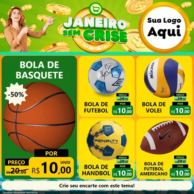 Modelo de Rede Social para Feed Facebook com o tema Janeiro Sem Crise para Artigos Esportivos