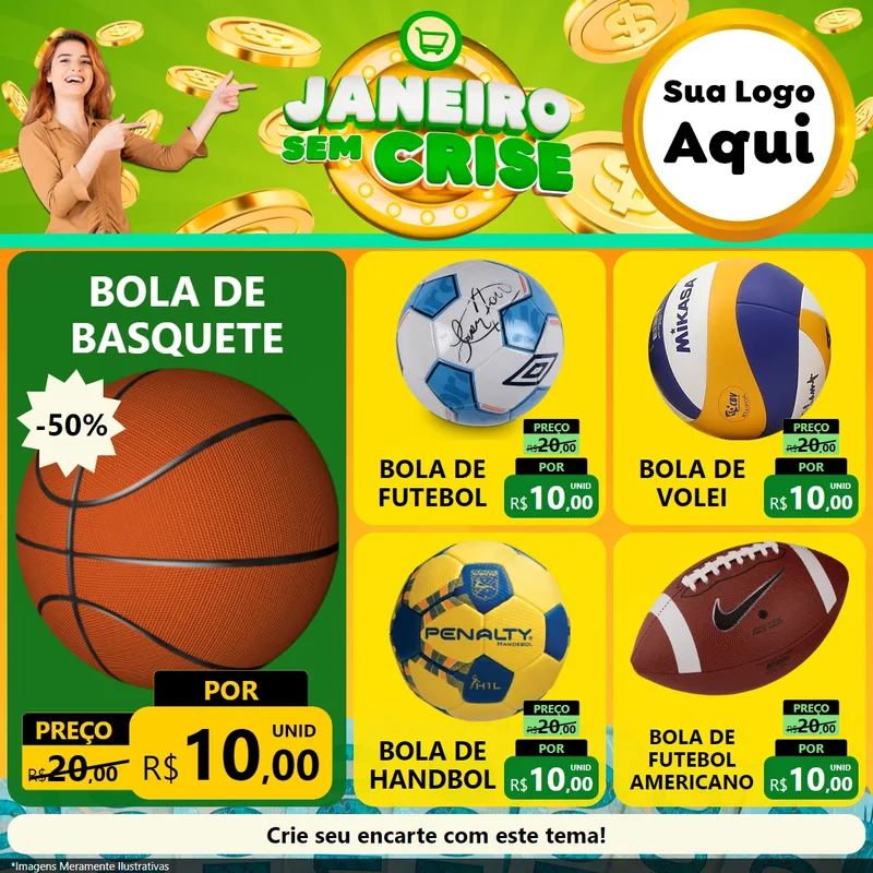 Modelo de Rede Social para Feed Facebook com o tema Janeiro Sem Crise para Artigos Esportivos