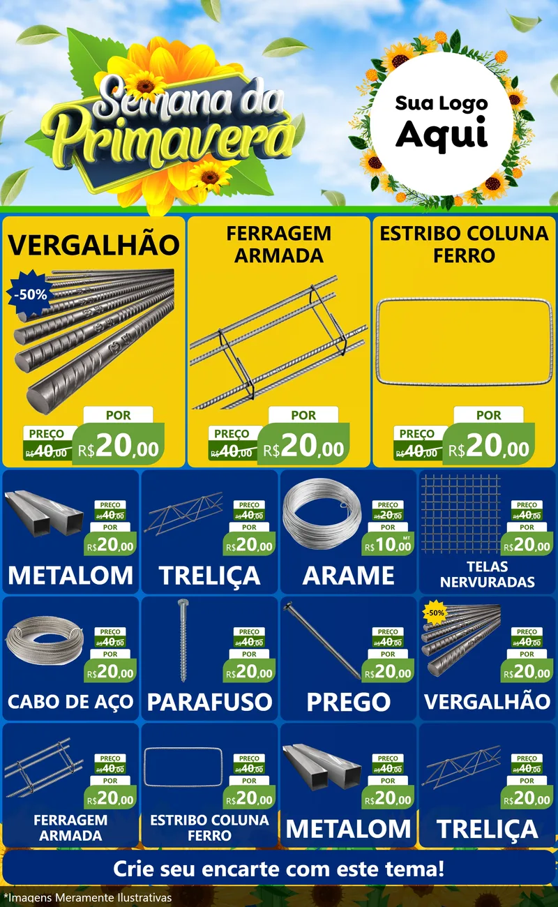 Modelo de Encarte para Encarte Grande com o tema Semana da Primavera para Ferragens