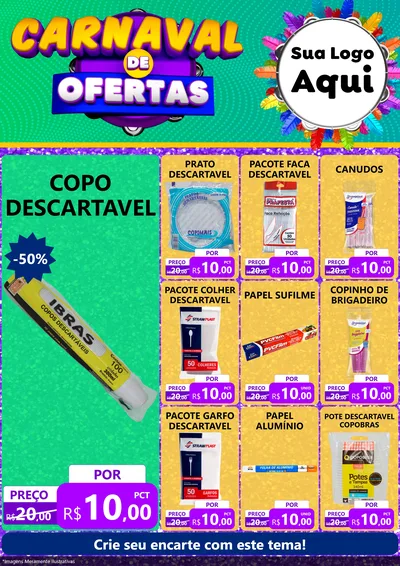Modelo de Encarte para Encarte A4 Vertical com o tema Carnaval de Ofertas para Embalagens
