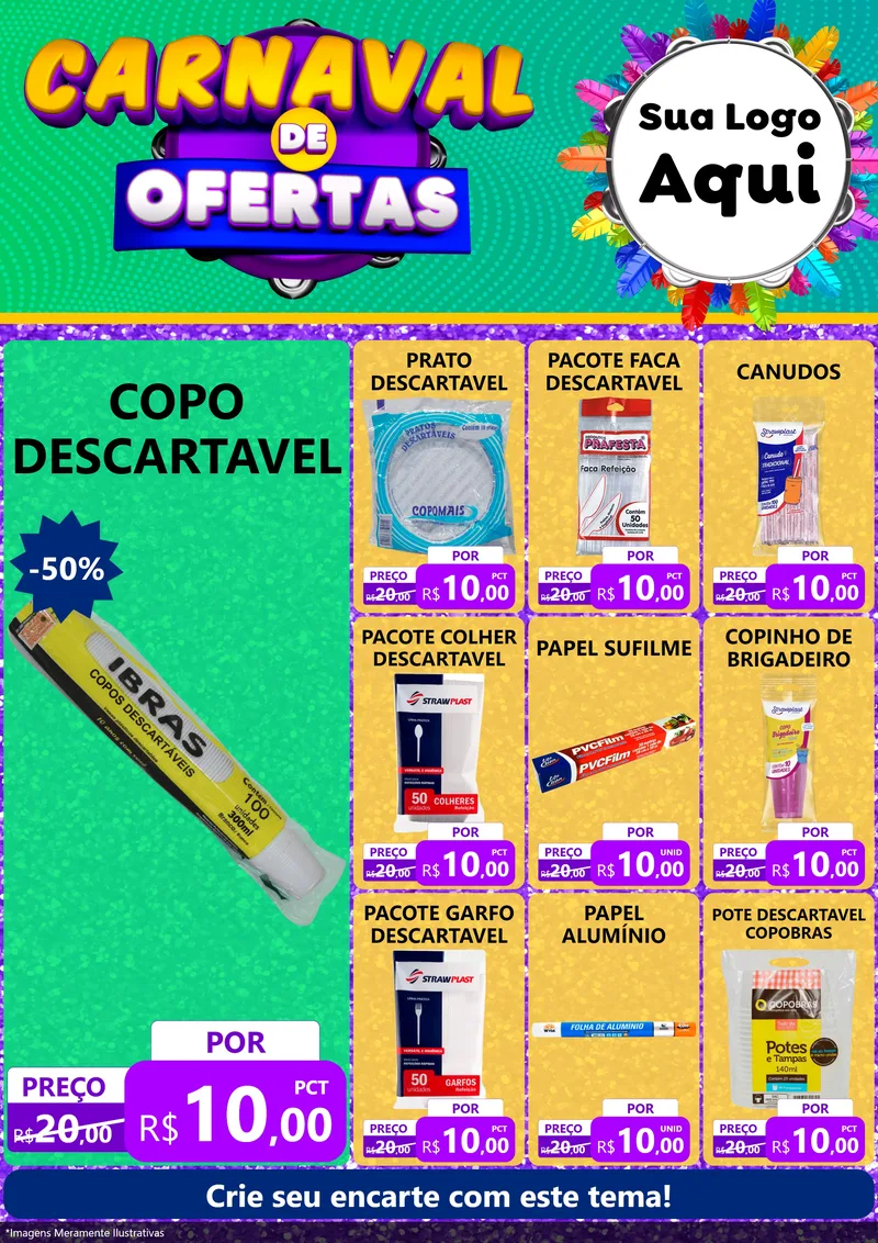 Modelo de Encarte para Encarte A4 Vertical com o tema Carnaval de Ofertas para Embalagens
