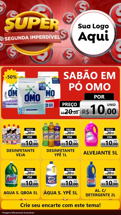 Modelo de Rede Social para Stories com o tema Super Segunda Imperdível para Produtos de Limpeza