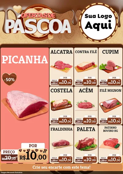 Modelo de Encarte para Encarte A4 Vertical com o tema Ofertas de Páscoa para Açougue
