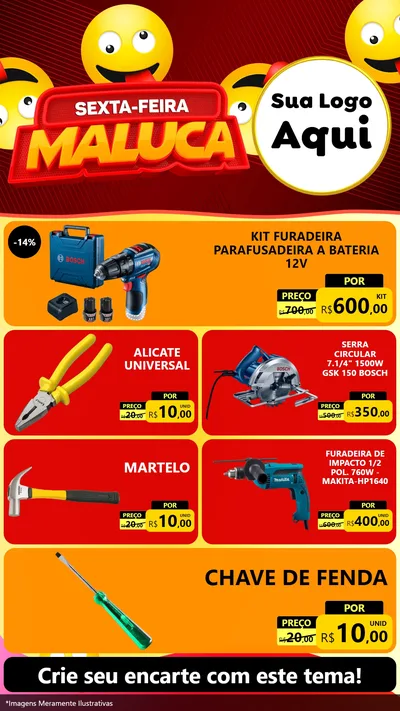 Modelo de TV para TV Vertical com o tema Sexta-feira Maluca para Maquinas e Ferramentas