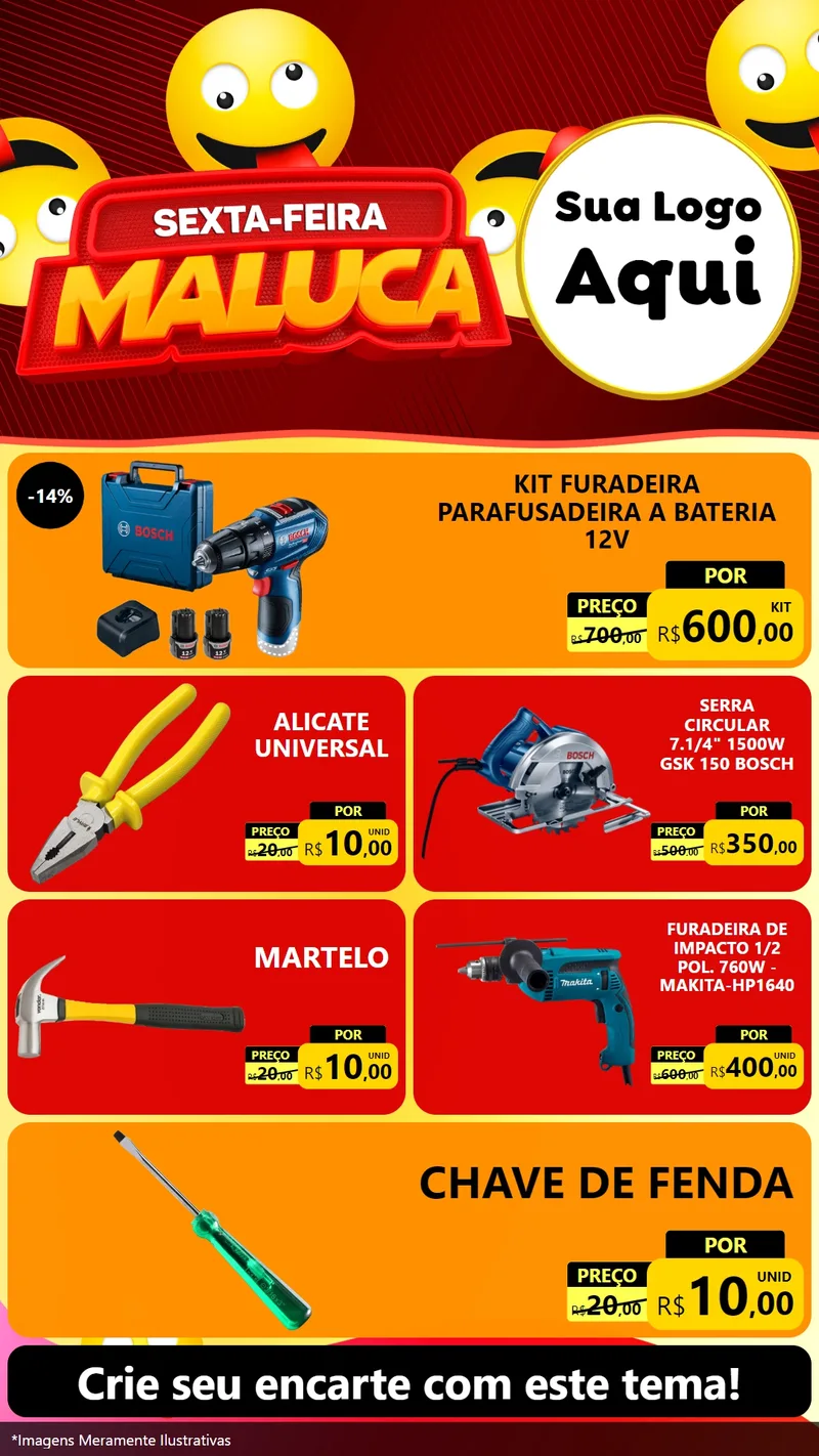 Modelo de TV para TV Vertical com o tema Sexta-feira Maluca para Maquinas e Ferramentas