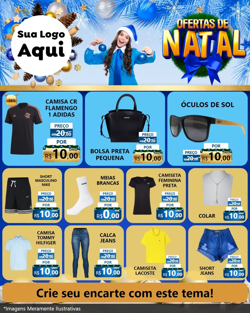 Modelo de Rede Social para Feed Instagram com o tema Ofertas de Natal para Roupas e acessórios