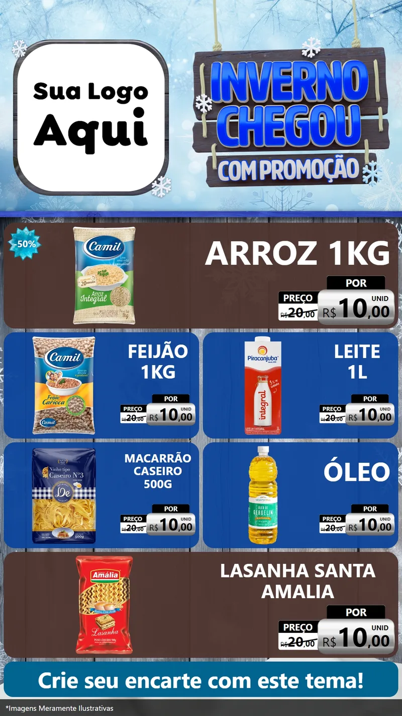 Modelo de TV para TV Vertical com o tema Inverno Chegou Com Promoção para Supermercado