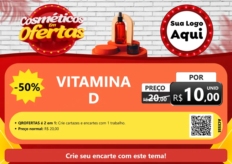 Modelo de Cartaz para Cartaz A4 Horizontal com o tema Cosméticos em Ofertas para Farmácia