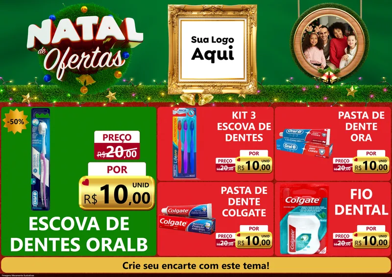 Modelo de Encarte para Encarte A4 Horizontal com o tema Natal de Ofertas para Higiene Pessoal