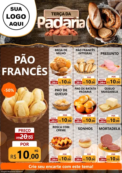 Modelo de Encarte para Encarte A4 Vertical com o tema Terça da Padaria para Padaria