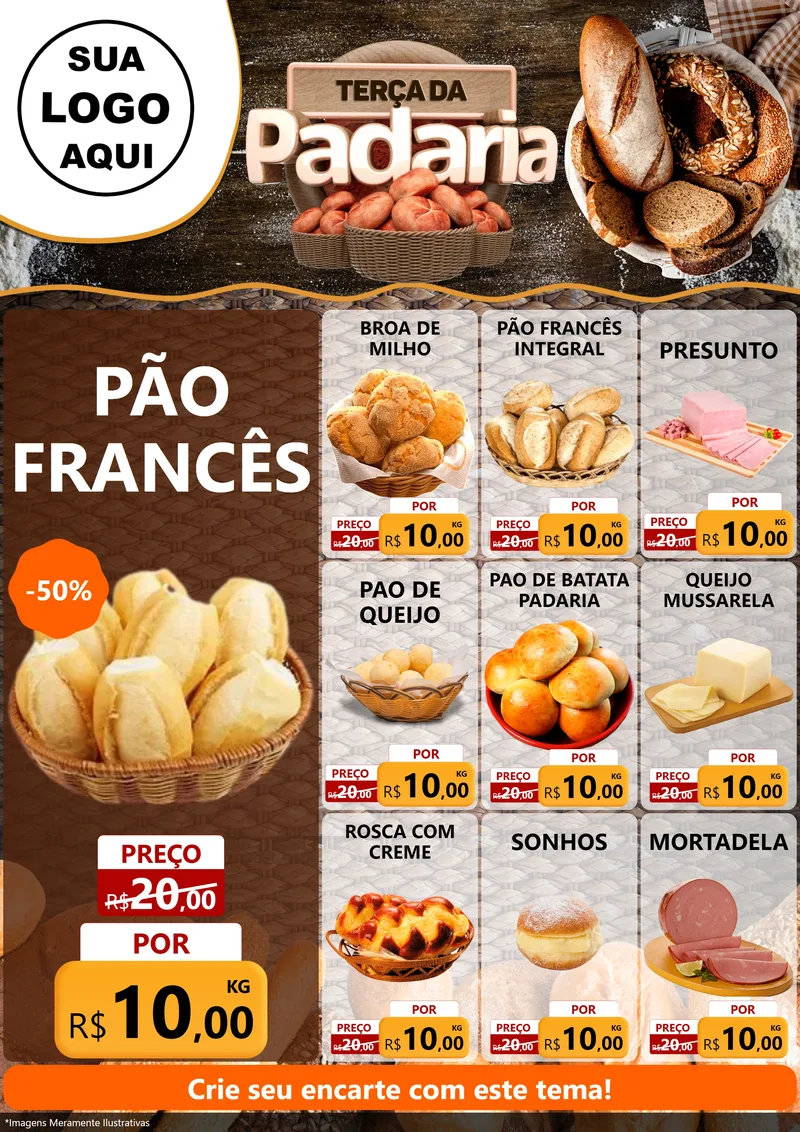 Modelo de Encarte para Encarte A4 Vertical com o tema Terça da Padaria para Padaria