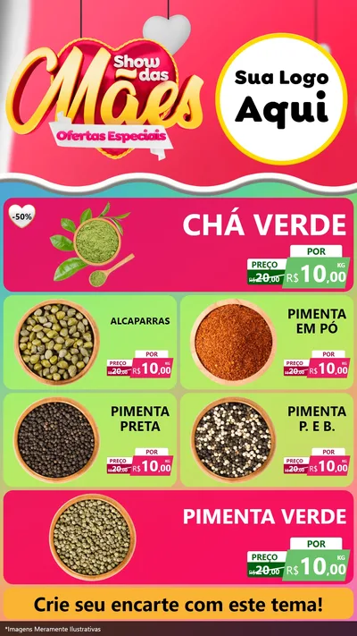 Modelo de TV para TV Vertical com o tema Show das Mães - Ofertas Especiais para Produtos Naturais