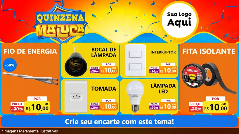 Modelo de TV para TV Horizontal com o tema Quinzena Maluca para Materiais Elétricos