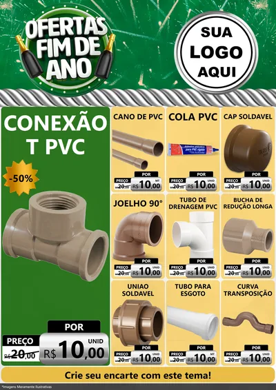 Modelo de Encarte para Encarte A4 Vertical com o tema Ofertas Fim de Ano para Tubos e conexões