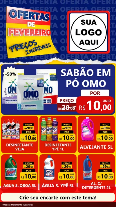 Modelo de Rede Social para Stories com o tema Ofertas de Fevereiro - Preços Incríveis para Produtos de Limpeza