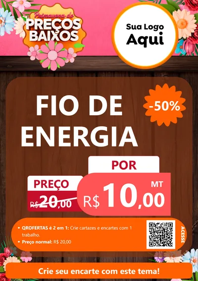 Modelo de Cartaz para Cartaz A4 Vertical com o tema Primavera de Preços Baixos para Materiais Elétricos