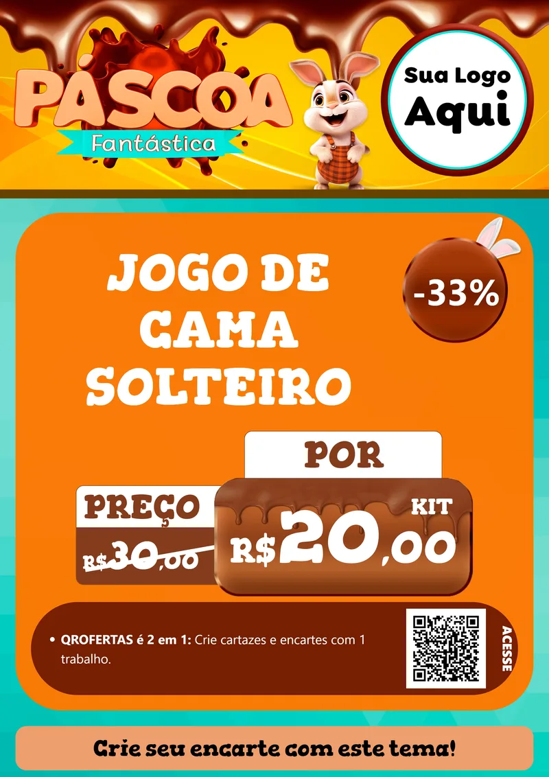 Modelo de Cartaz para Cartaz A4 Vertical com o tema Páscoa Fantástica para Cama, Mesa e Banho
