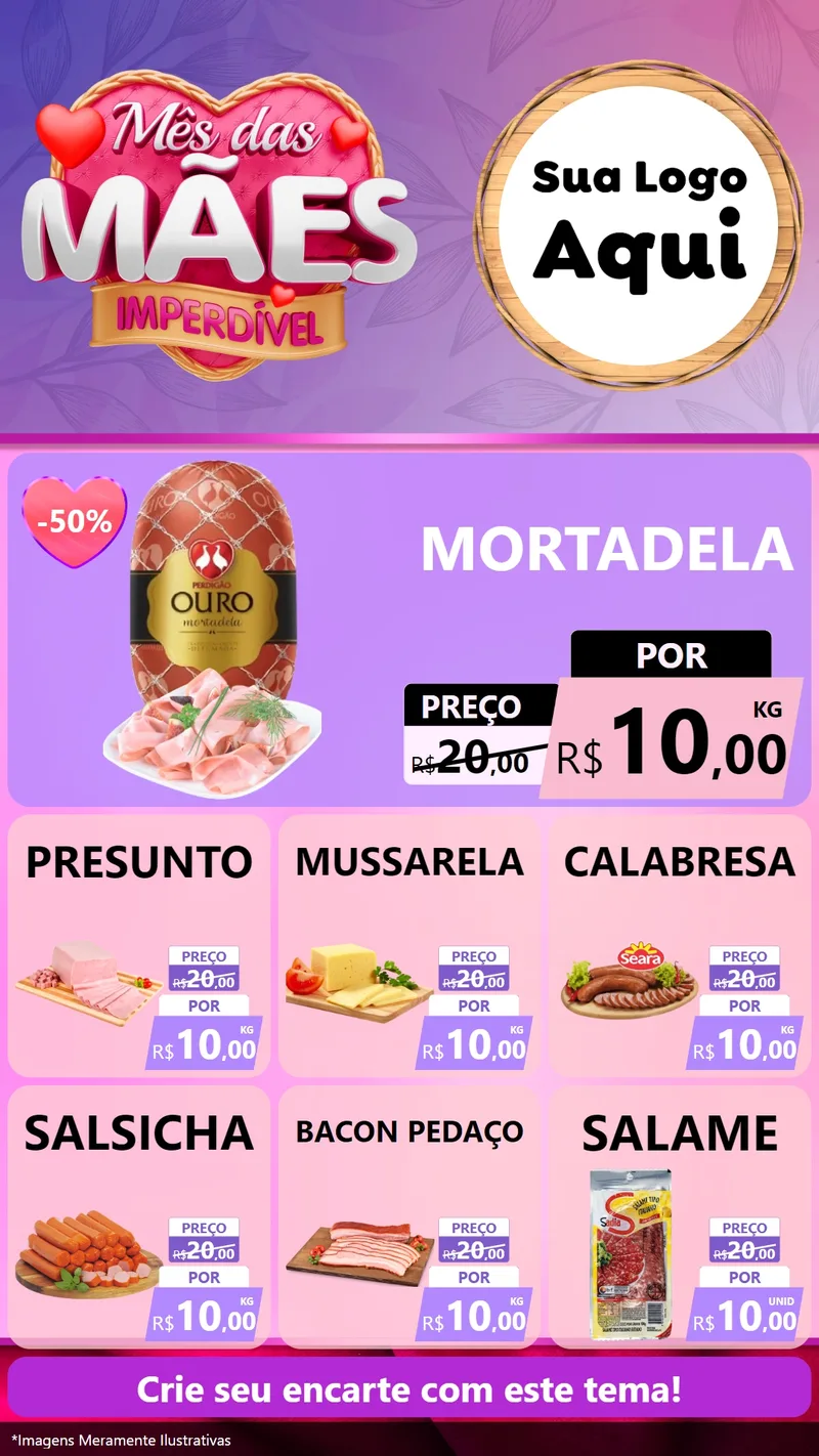 Modelo de Rede Social para Stories com o tema Mês das Mães Imperdível para Frios e Laticínios