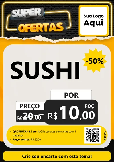 Modelo de Cartaz para Cartaz A4 Vertical com o tema Super Ofertas para Comida japonesa