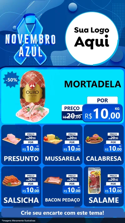 Modelo de Rede Social para Stories com o tema Novembro Azul para Frios e Laticínios