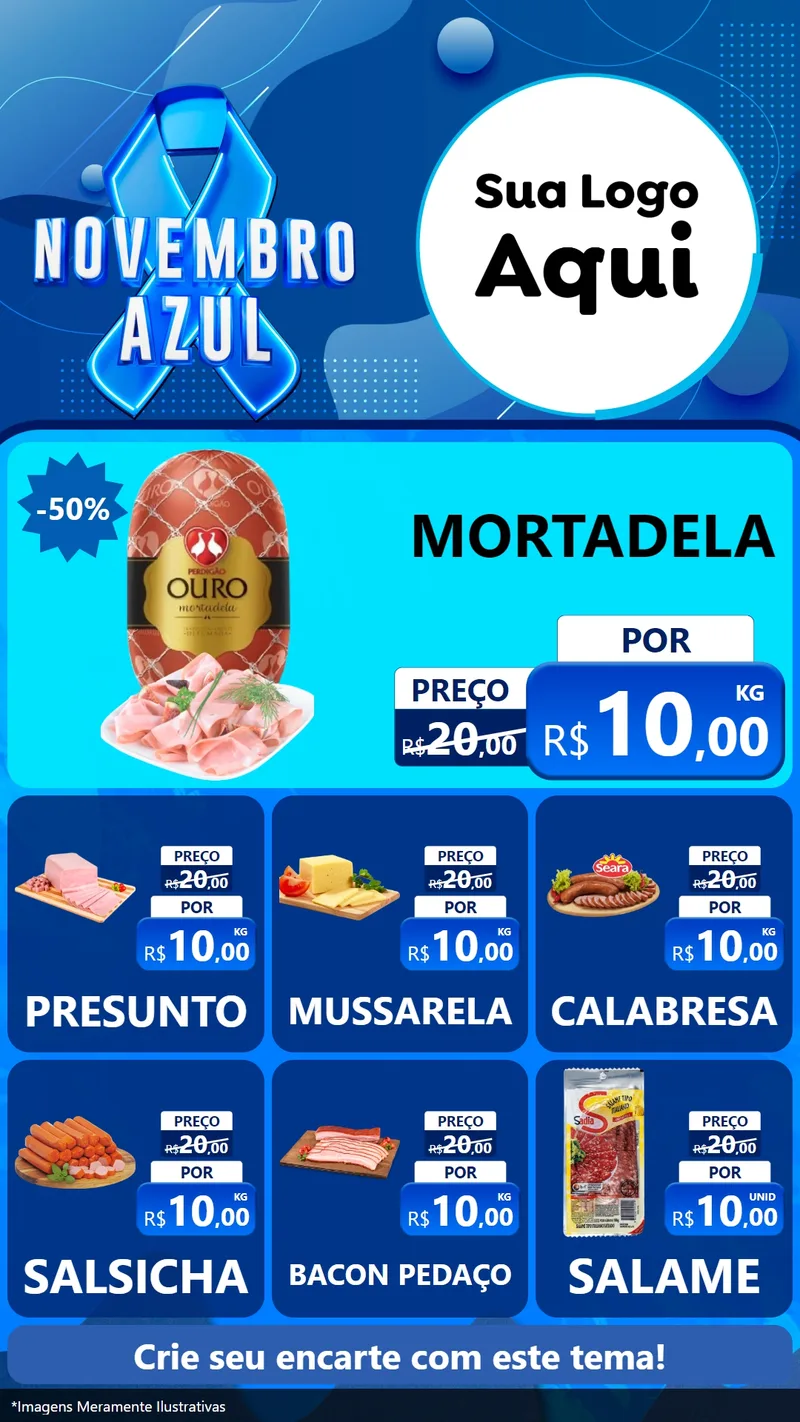 Modelo de Rede Social para Stories com o tema Novembro Azul para Frios e Laticínios