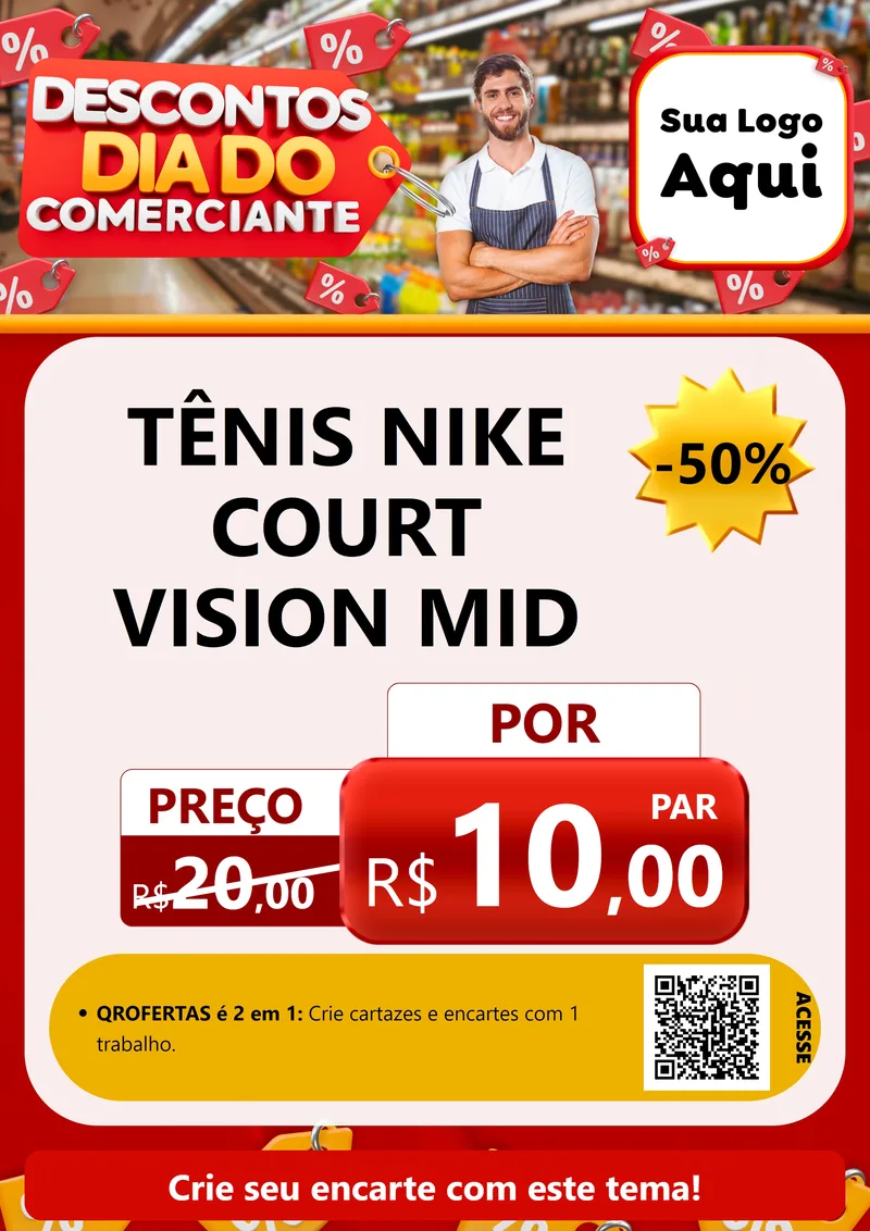 Modelo de Cartaz para Cartaz A4 Vertical com o tema Descontos Dia do Comerciante para Calçados