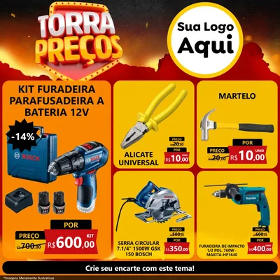 Modelo de Rede Social para Feed Facebook com o tema Torra Preços para Maquinas e Ferramentas