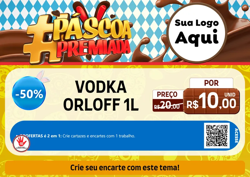 Modelo de Cartaz para Cartaz A4 Horizontal com o tema Páscoa Premiada para Distribuidora de bebidas