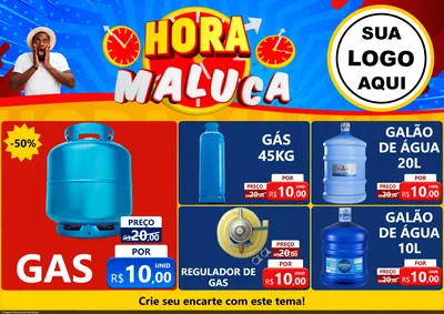Modelo de Encarte para Encarte A4 Horizontal com o tema Hora Maluca para Água e gás