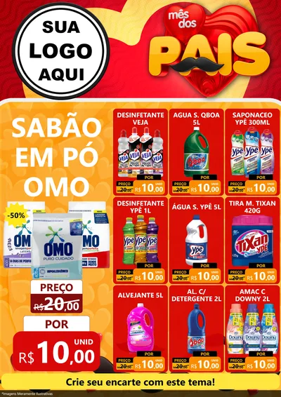 Modelo de Encarte para Encarte A4 Vertical com o tema Mês Dos Pais para Produtos de Limpeza