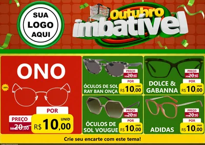 Modelo de Encarte para Encarte A4 Horizontal com o tema Outubro Imbatível para Óticas