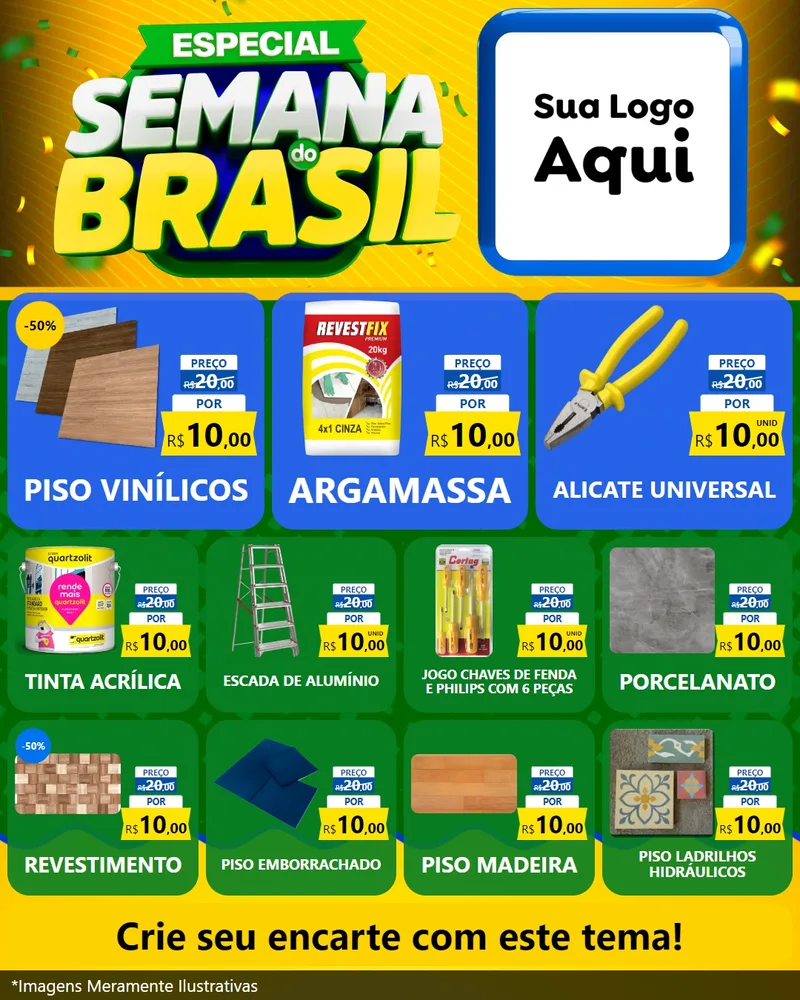 Modelo de Rede Social para Feed Instagram com o tema Especial Semana do Brasil para Material para Construção