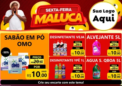 Modelo de Encarte para Encarte A4 Horizontal com o tema Sexta-feira Maluca para Produtos de Limpeza