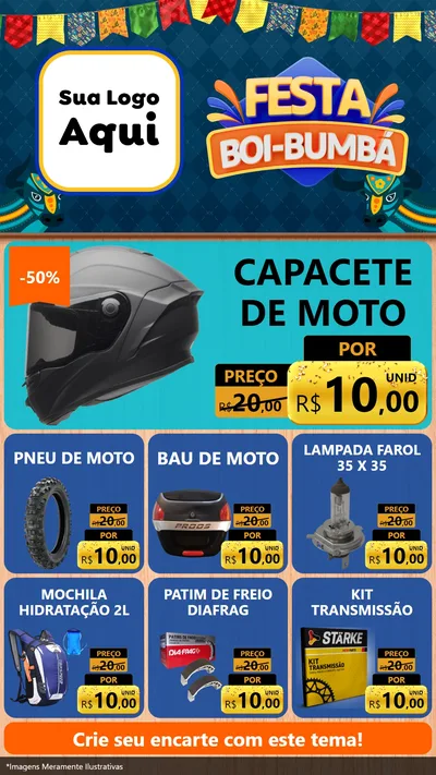 Modelo de Rede Social para Stories com o tema Festa Boi Bumbá para Moto peças