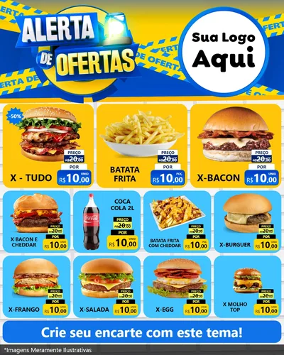 Modelo de Rede Social para Feed Instagram com o tema Alerta de Ofertas para Hamburgueria