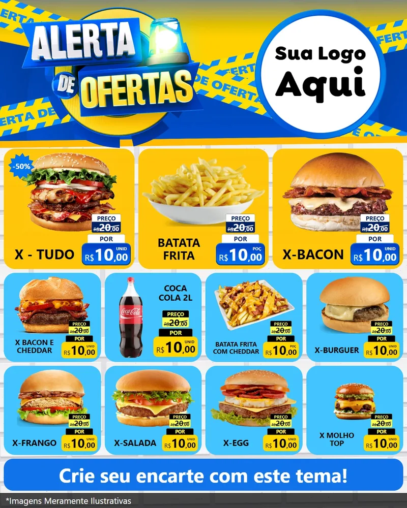 Modelo de Rede Social para Feed Instagram com o tema Alerta de Ofertas para Hamburgueria