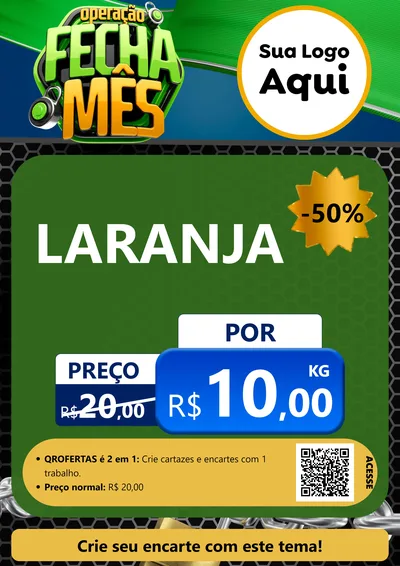 Modelo de Cartaz para Cartaz A4 Vertical com o tema Operação Fecha Mês para Hortifrúti