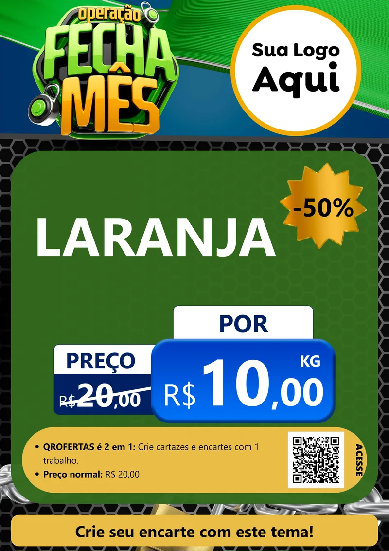 Modelo de Cartaz para Cartaz A4 Vertical com o tema Operação Fecha Mês para Hortifrúti