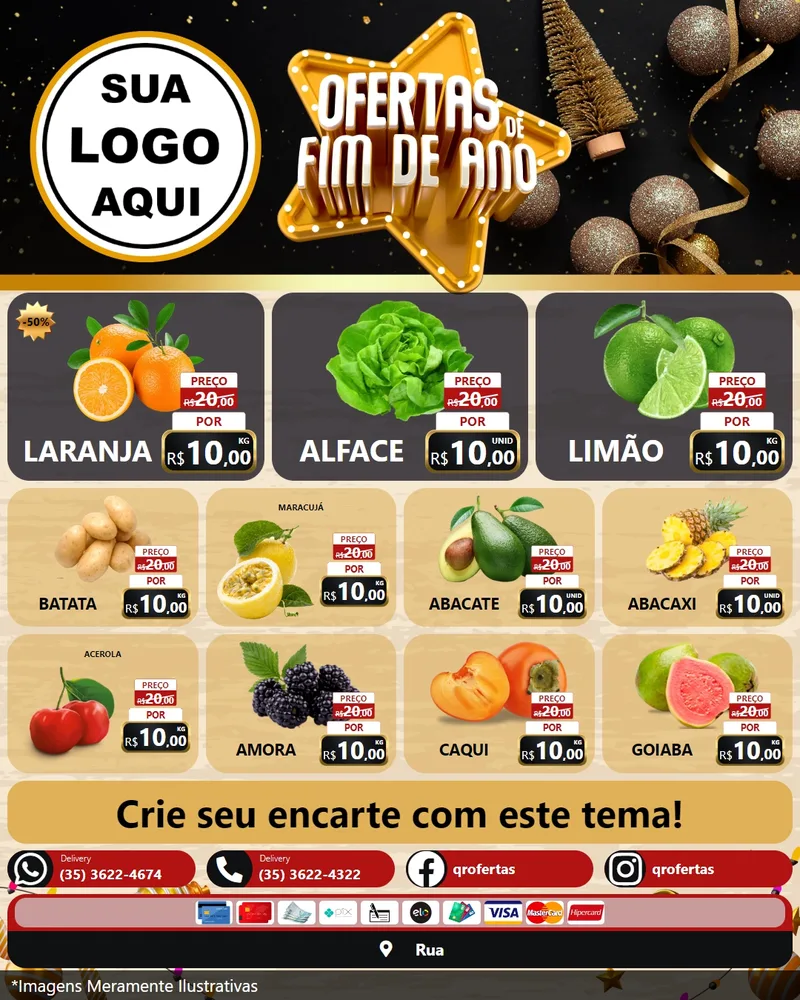 Modelo de Rede Social para Feed Instagram com o tema Ofertas de Fim de Ano para Hortifrúti